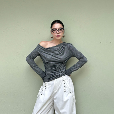 LEDIMWANG银河解构长袖斜肩上衣