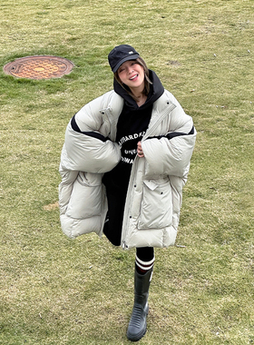 孟子义同款LEDIM WANG白鸭绒oversize羽绒服女撞色慵懒风冬季新款