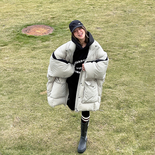 WANG白鸭绒oversize羽绒服女撞色慵懒风冬新款 LEDIM 明星同款