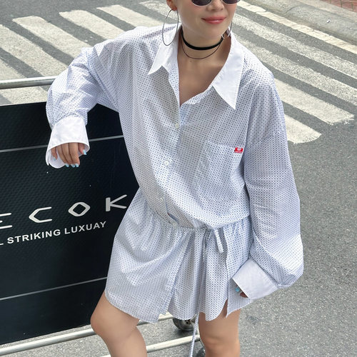 LEDIMWANG淡人印花长袖连衣裙