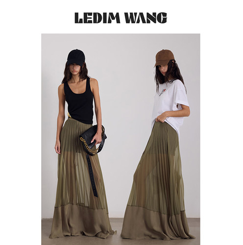 LEDIMWANG风琴褶雪纺半身裙