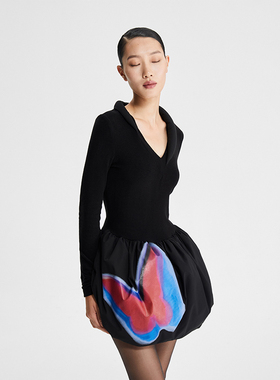 LEDIM WANG  设计师品牌原创设计感裙子秋冬新蝴蝶泡泡连衣裙