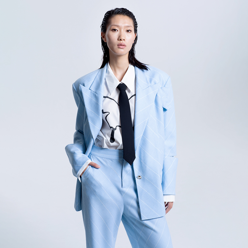 LEDIMWANG斜条T形西服