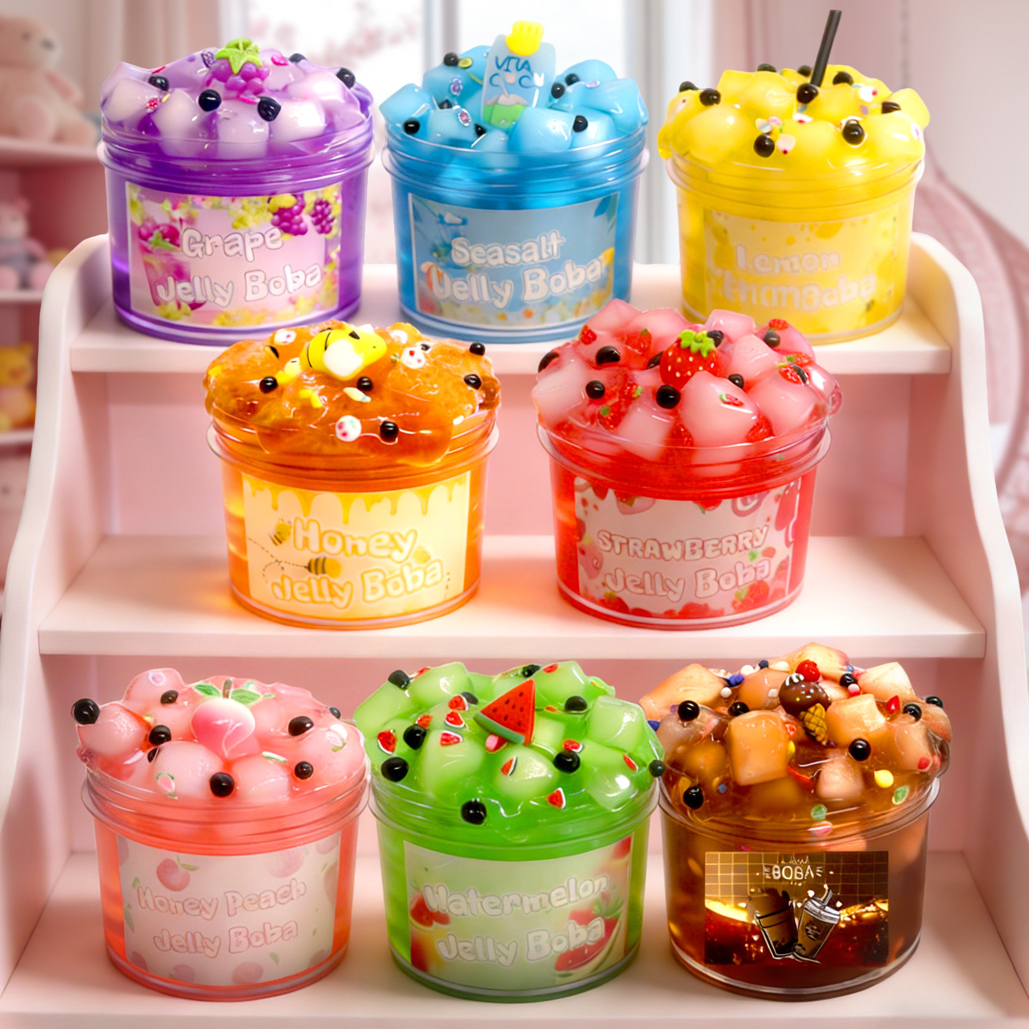 跨境水晶泥水果史莱姆粘液解压泥不黏手套装果冻泥彩泥透明戳戳泥,玩具/童车/益智/积木/模型,史莱姆/起泡胶/水晶泥,淘宝优惠券,粉丝福利购,淘宝优惠卷