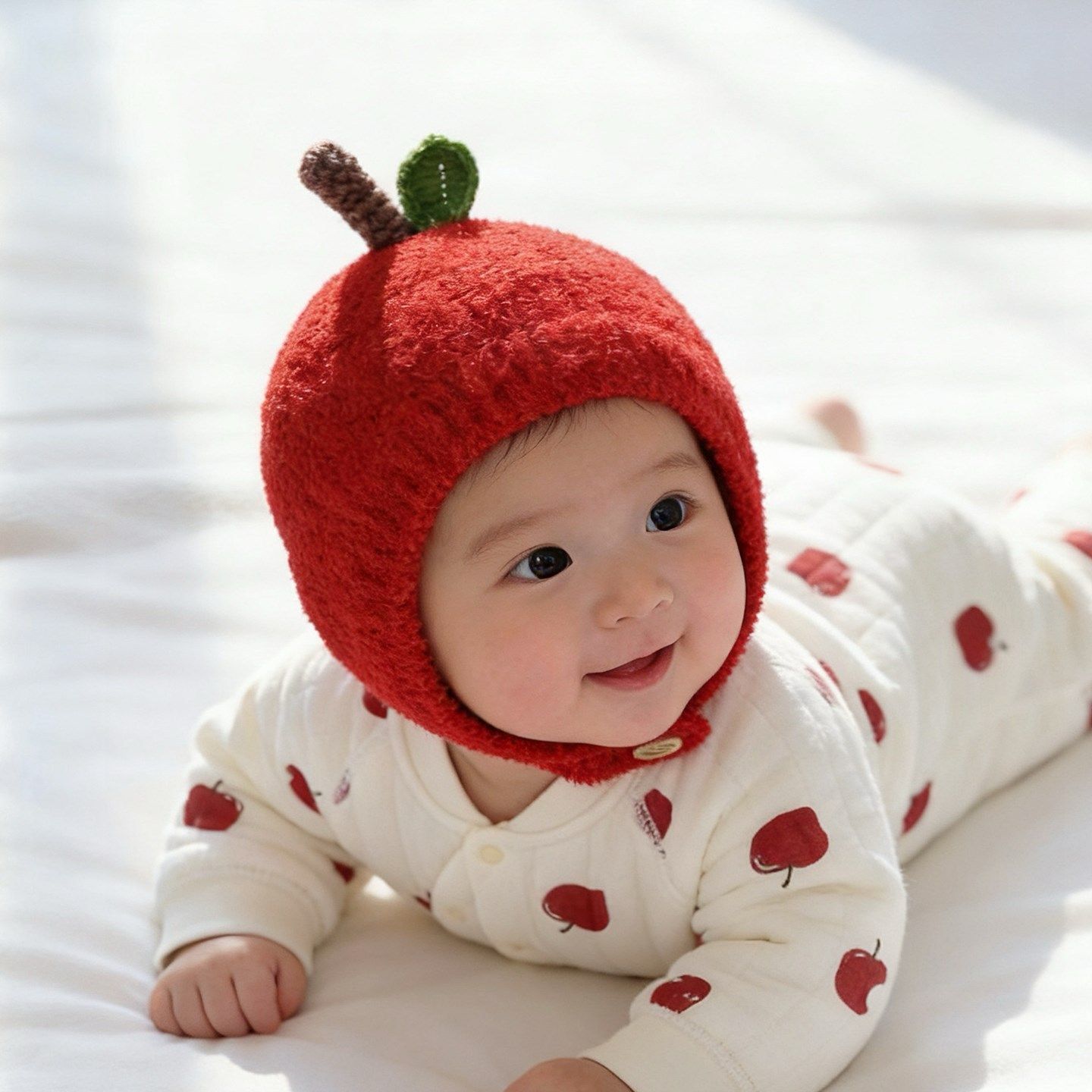 成品红色苹果帽子婴儿冬季保暖加厚手工针织男女宝宝新年毛绒线帽,服饰配件/皮带/帽子/围巾,DIY编织材料包,淘宝优惠券,粉丝福利购,淘宝优惠卷