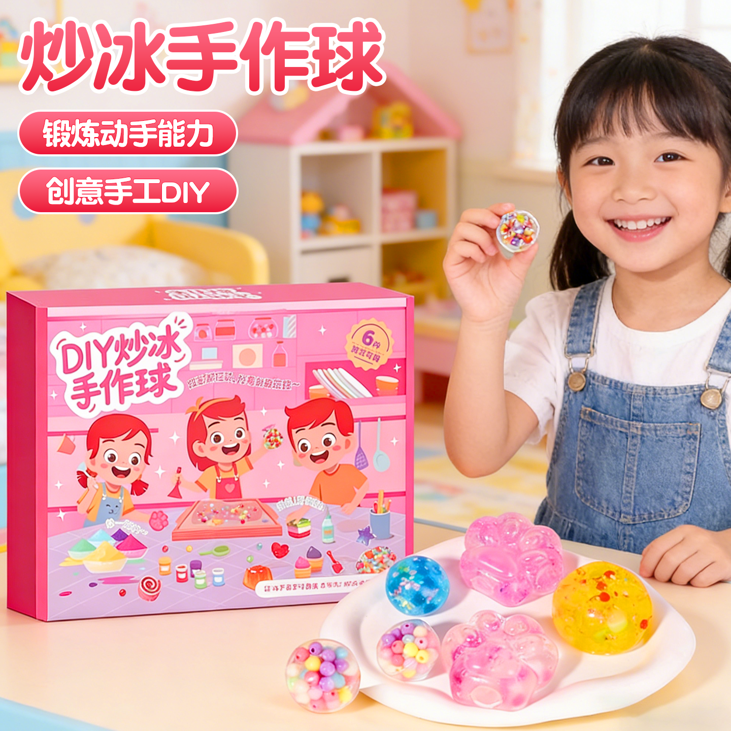 炒冰手作球手工diy材料包制作猫爪捏捏乐女孩玩具网红小学生礼物,玩具/童车/益智/积木/模型,捏捏乐/按按乐,淘宝优惠券,粉丝福利购,淘宝优惠卷