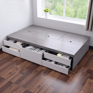 定制榻榻米箱体床简约小户型板式床多功能收纳抽屉储物双人1.5床