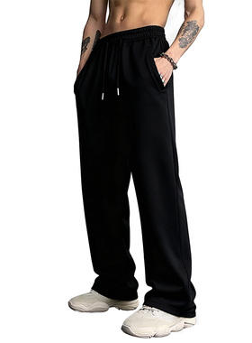 SNUN 潮牌显瘦修身直筒休闲运动长裤松紧百搭纯色秋冬户外裤子