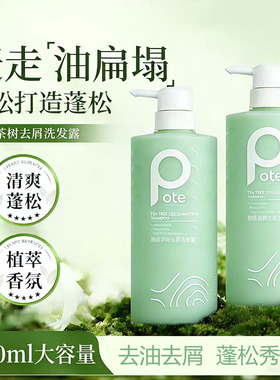 柏缇茶树洗发水控油去屑清爽蓬松留香改善毛躁沐浴露家庭装男女士