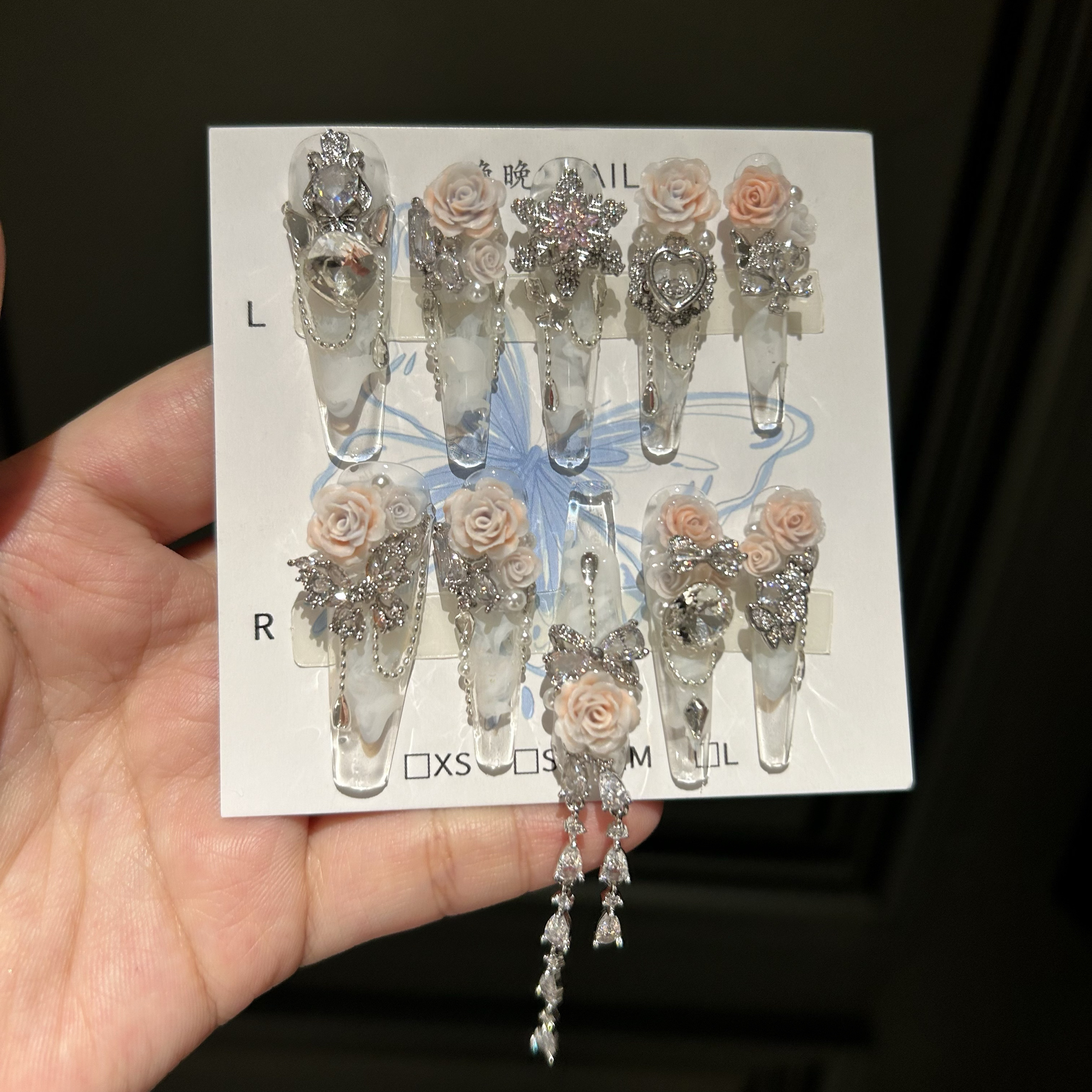 谪仙子 全锆配饰东洲钻手工穿戴甲可拆卸美甲重工奢华雪花转