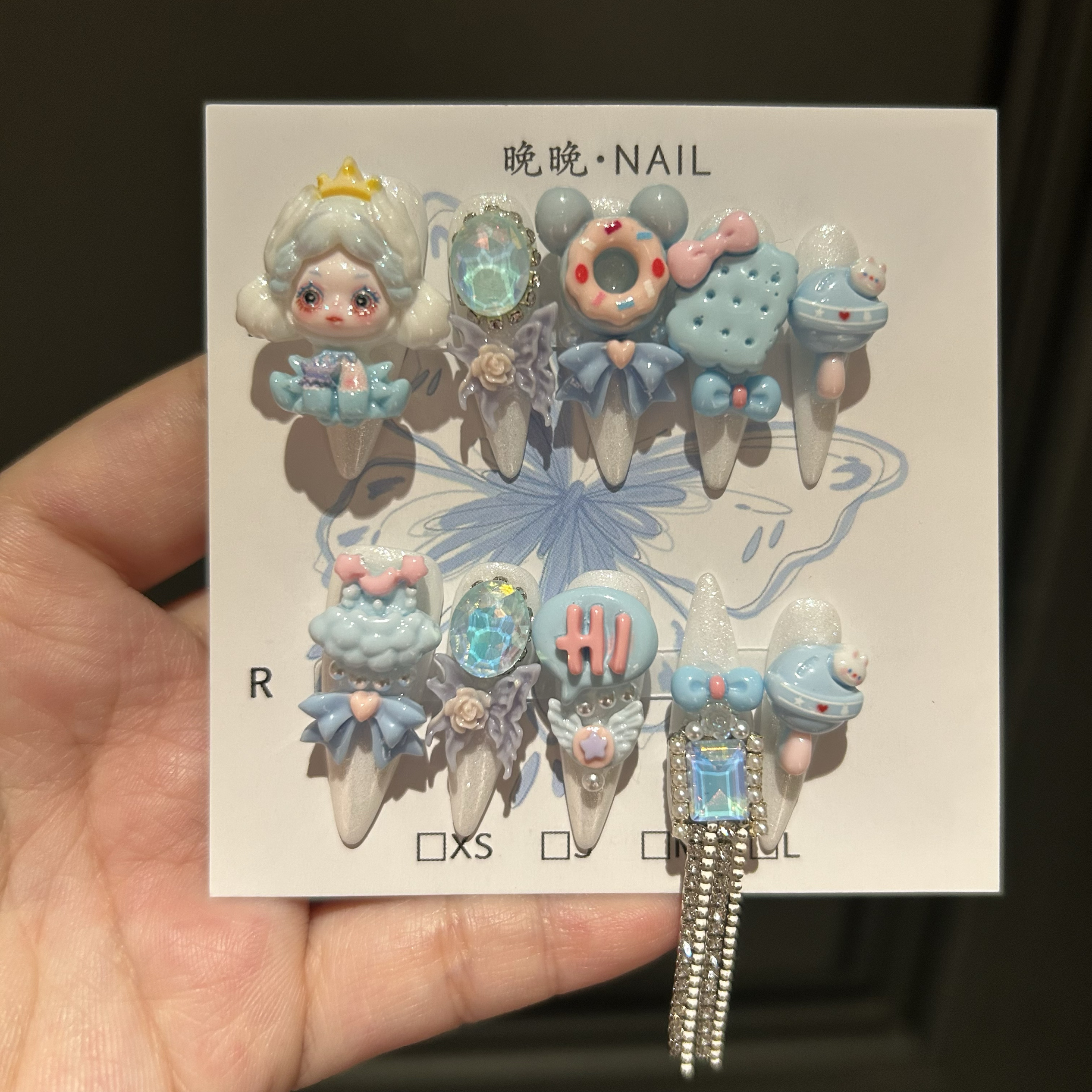 卡通仙子 手工穿戴甲可爱卡通美甲贴片可拆卸假指甲贴片