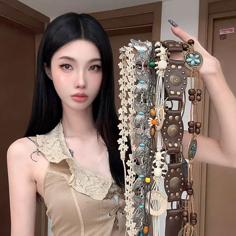 ins风小众复古腰带女2025新款百搭设计感腰链民族风流苏装饰皮带