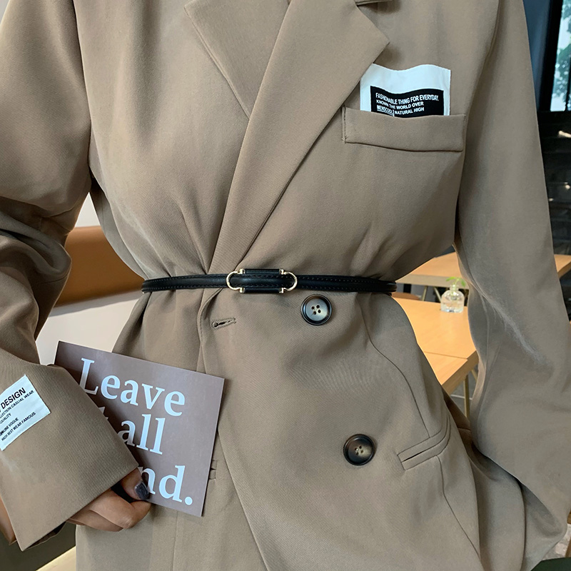 无孔西装百搭时尚黑色ins风腰带