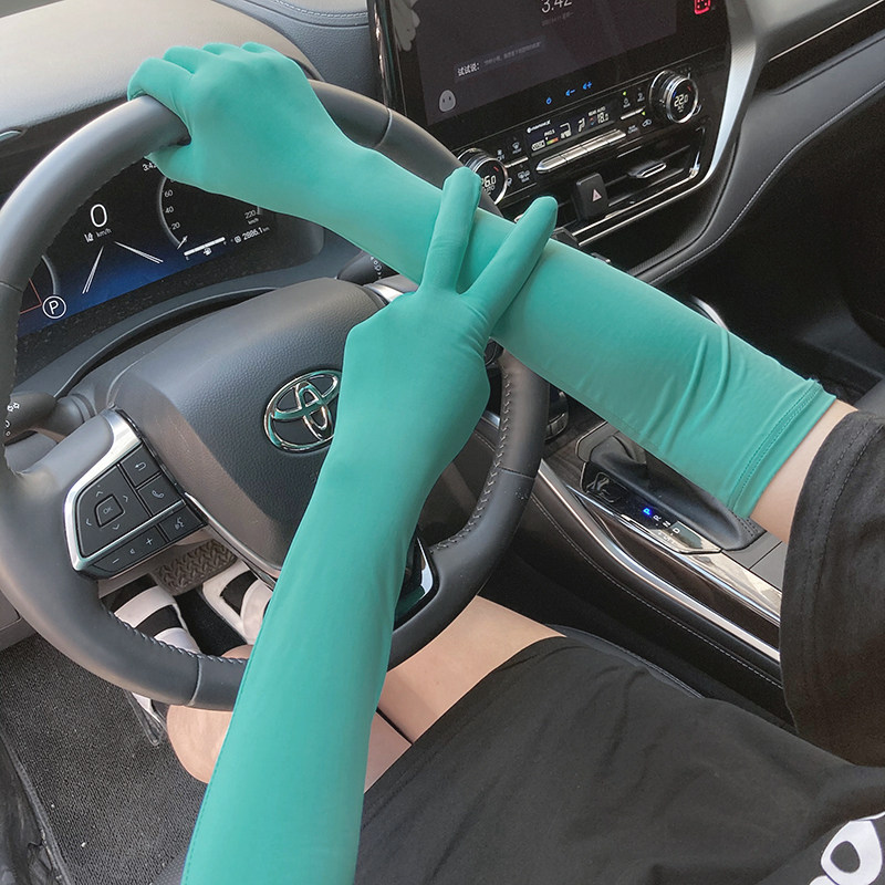 冰袖女款防晒紫外线夏季新款五指可触屏开车骑行手套宽松男士袖套