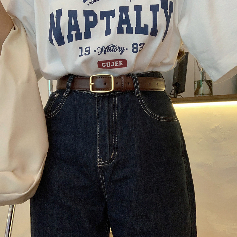 真皮腰带女小众百搭二层牛皮皮带