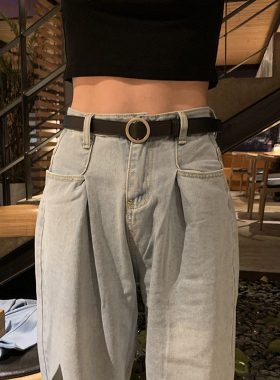 无孔女士皮带男生2025新款百搭时尚宽ins风黑色细装饰牛仔裤腰带