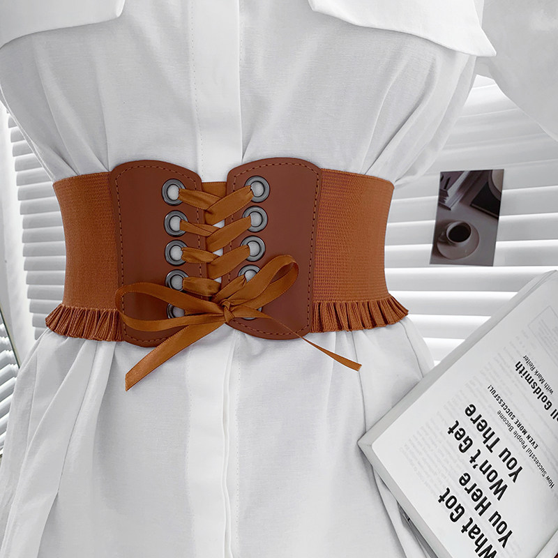腰封女宽版弹力松紧大衣腰带收腰