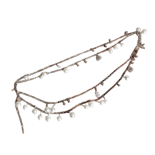 海洋风珍珠贝壳腰链ins时尚多层挂坠流苏腰带优雅设计感裙子装饰