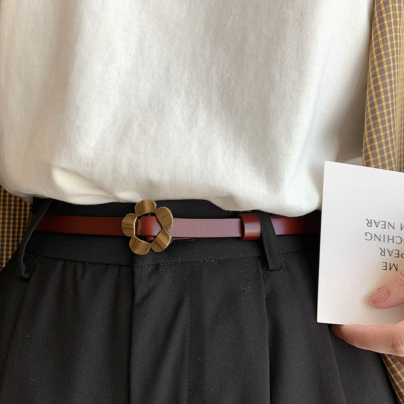 真皮腰带女装饰连衣裙气质型细款