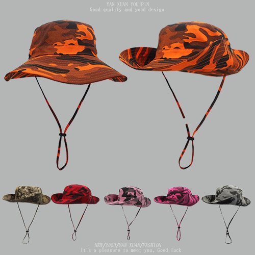 西部风牛仔帽辣妹风女迷彩渔夫帽