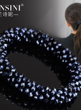 水晶发圈女气质发饰韩版百搭扎马尾皮筋发绳盘发头饰成人手链饰品