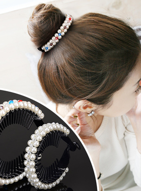 韩版简约蓬松懒人盘发器珍珠头饰女时尚扎发马尾扣盘发丸子头发饰