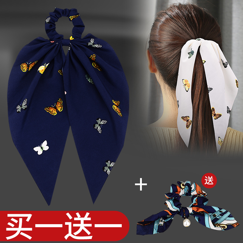 气质简约发圈扎头发皮筋女珍珠粗头绳蝴蝶结流苏发绳百搭韩国头饰