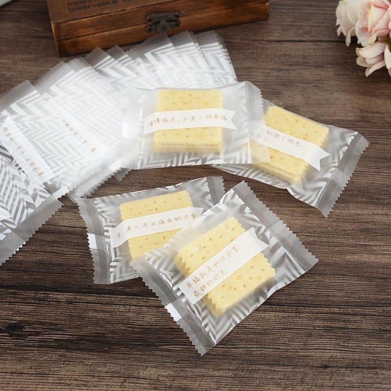 烘焙斜条纹字款包装袋半透明复合膜月饼手工皂袋子100只现货甩卖