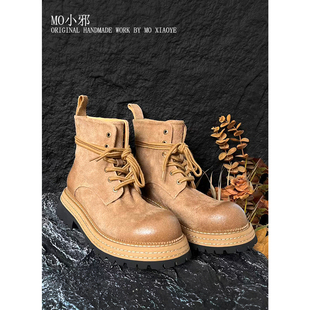 【MO小邪】F227手工马皮短靴男女同款骑士靴户外休闲马丁靴经典款