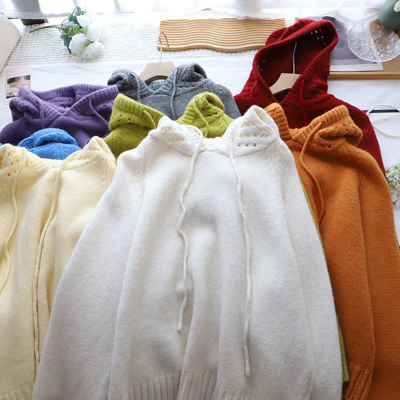 2026秋冬新款韩版宽松慵懒连帽宽松休闲百搭套头毛衣女,女装/女士精品,毛衣,淘宝优惠券,粉丝福利购,淘宝优惠卷