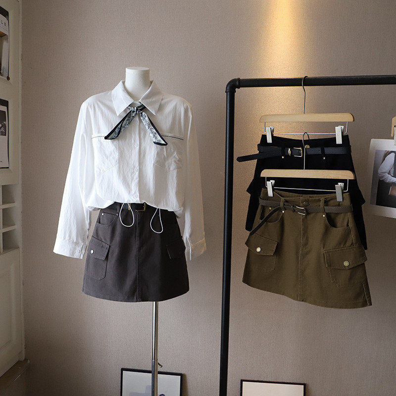 2026秋季新韩版高腰遮胯显瘦防走光双口袋工装半身裙女,女装/女士精品,半身裙,淘宝优惠券,粉丝福利购,淘宝优惠卷