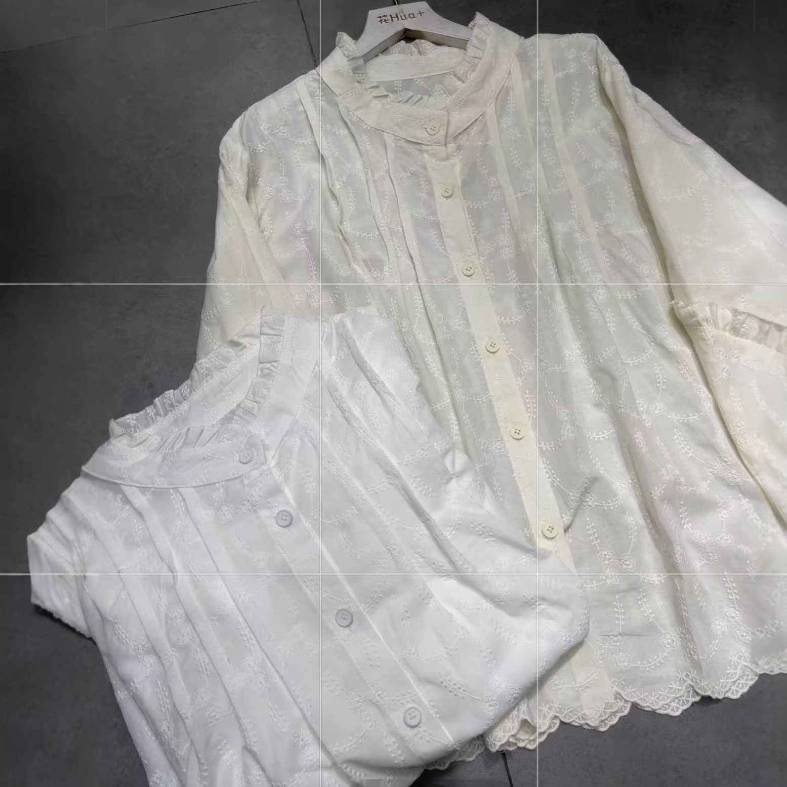 简约立领提花小清新宽松长袖衬衣春季新款别致设计感花边休闲衬衫