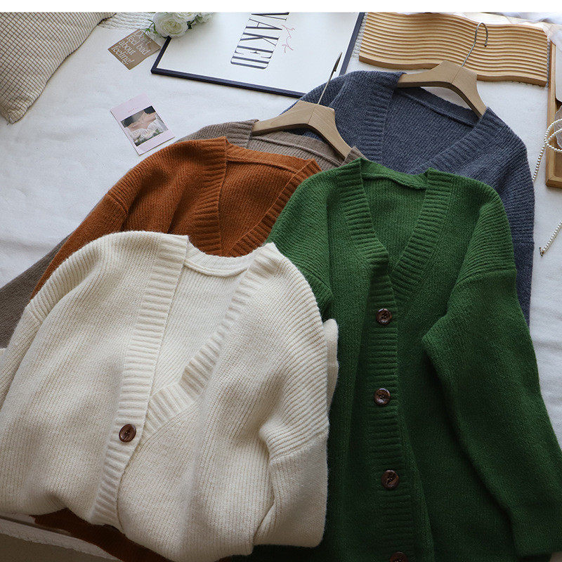 2026秋冬新款韩版V领大气宽松慵懒百搭长袖毛衣外套女,女装/女士精品,毛衣,淘宝优惠券,粉丝福利购,淘宝优惠卷