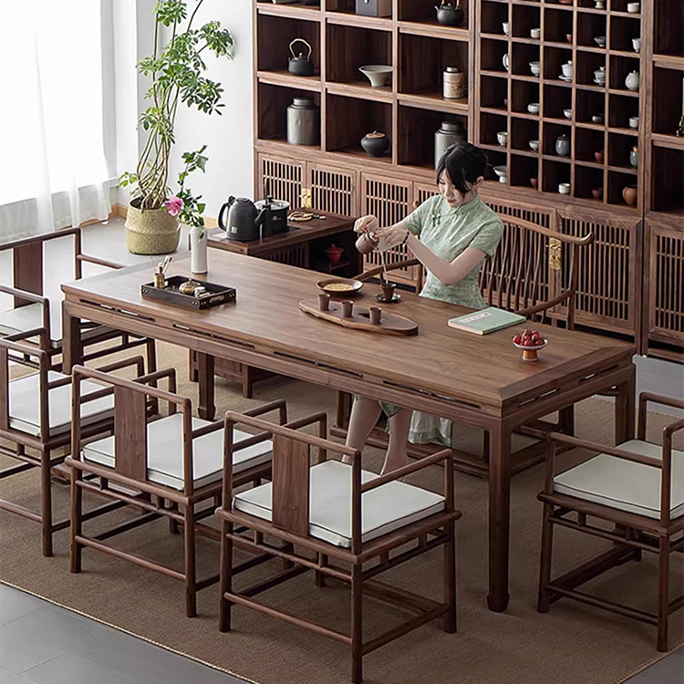 新中式黑胡桃木茶桌功夫泡茶桌