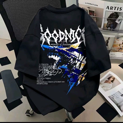 夏季潮流百搭100%纯棉短袖男女圆领T恤印花鲨鱼爆款休闲短袖上衣