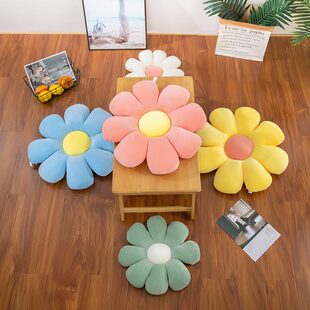 饰客厅家用办公室靠枕抱枕儿童防滑护腰沙发垫 坐垫花朵ins地毯装