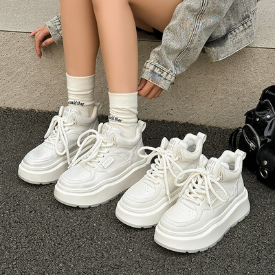 厚底高帮鞋女2025秋冬新款加绒保暖这批松糕棉鞋百搭休闲运动板鞋