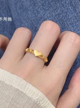 【钛钢不掉色】环环相扣爱心戒指女ins风心形几何链条桃心礼物