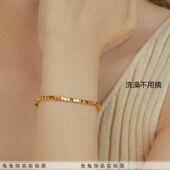 高品质不掉色小方块碎银子手链女小众设计高级轻奢 钛钢不掉色