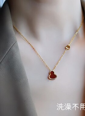 钛钢镭射爆闪批花红福禄葫芦项链