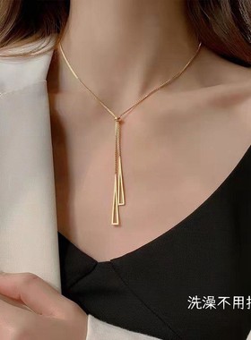 钛钢不掉色几何三角形女时尚项链