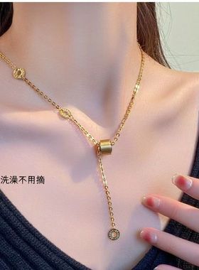 【钛钢不掉色】罗马数字路路通毛衣链流苏小蛮腰闺蜜情侣粗项链女