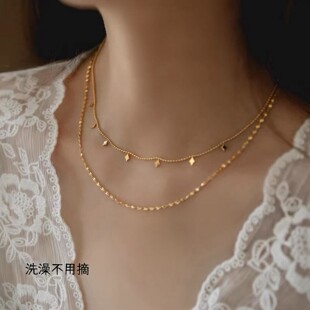 【钛钢不掉色】双层星光菱形片片碎片满天星链叠戴时尚闺蜜项链女