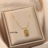 设计师刻英文字母方糖金块立体转运方块牌闺蜜项链 钛钢不掉色