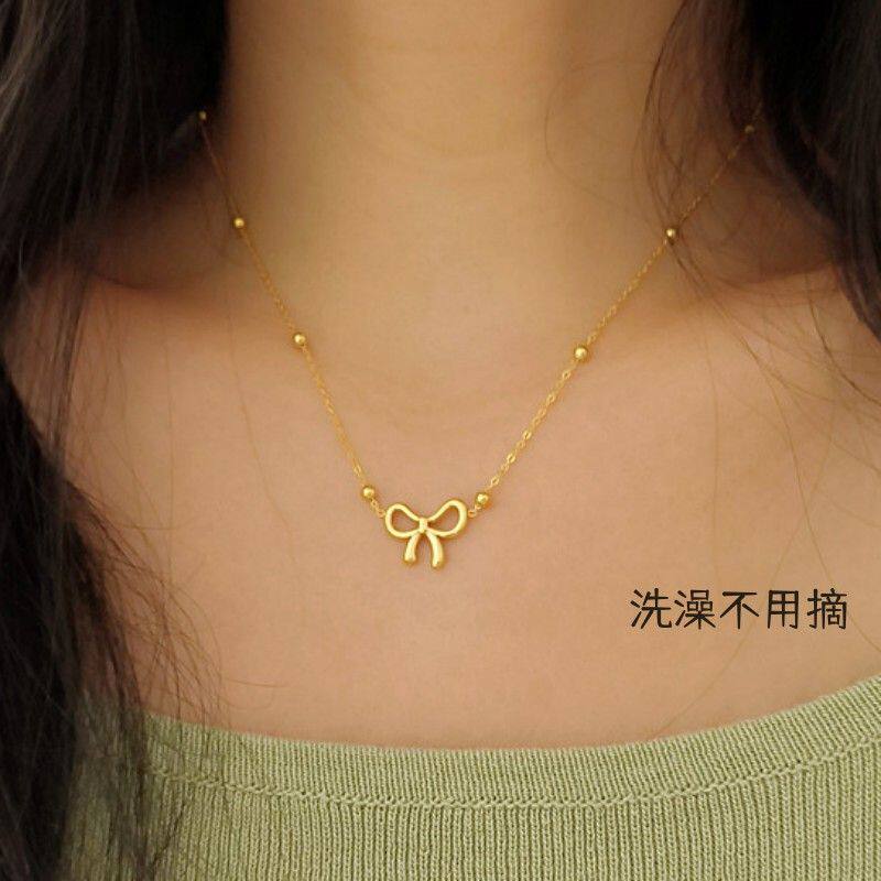 【钛钢不掉色】蝴蝶结项链女轻奢小众设计高级新款气质百搭锁骨链
