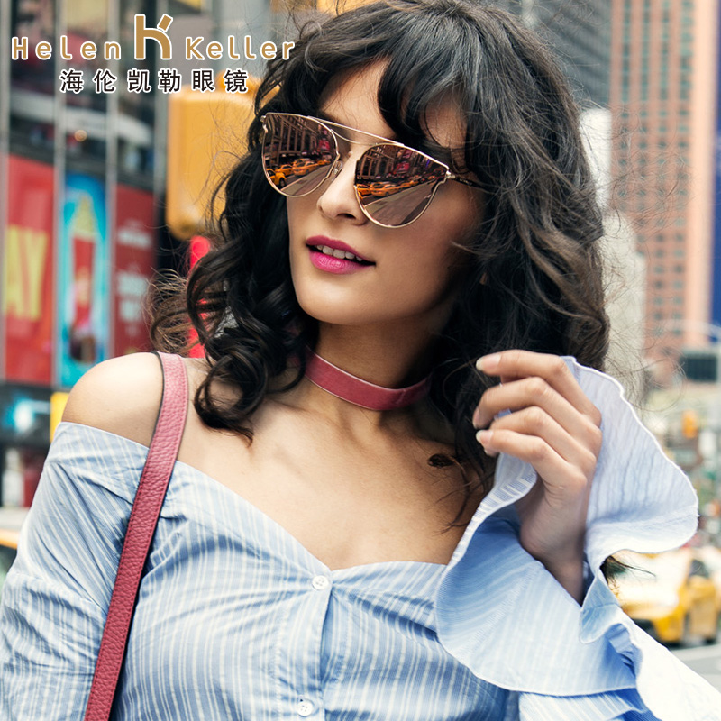 海伦凯勒新款太阳镜女大框防紫外线圆脸潮女士偏光墨镜眼镜H8631