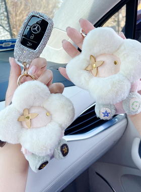 太阳花防丢汽车钥匙扣高档马蹄扣2025新款女高级感v包包配饰挂件
