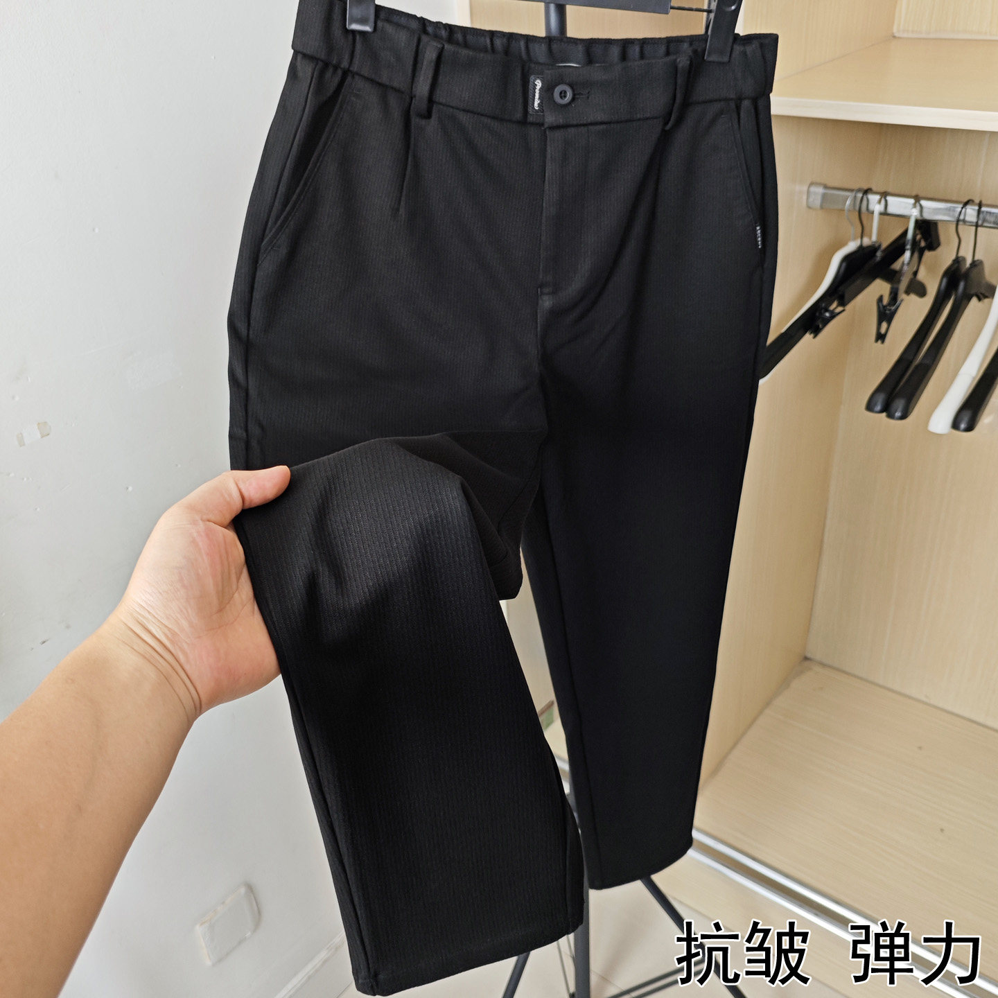 免烫弹力 大牌撤柜 秋冬款中年爸爸男士厚款高腰宽松休闲裤九分裤