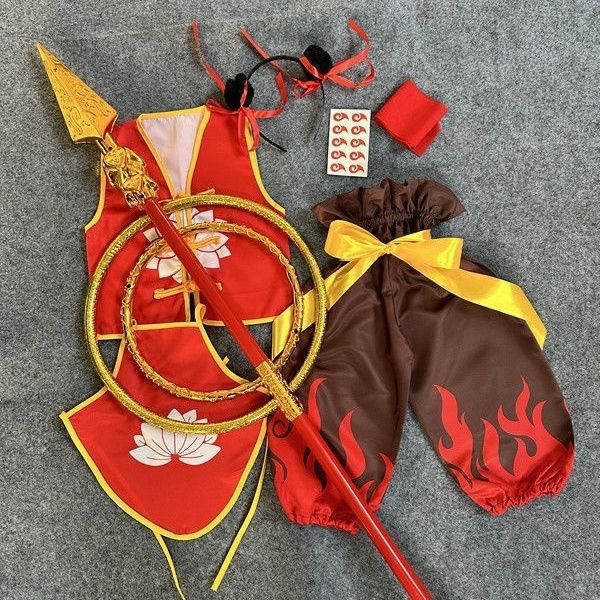 哪吒服装女童魔童闹海衣服男孩表演cos六一节儿童演出服套装动漫