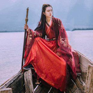 夜罗魏晋风汉服男女红仙气古风飘逸广袖交领襦裙非古装套装夏款